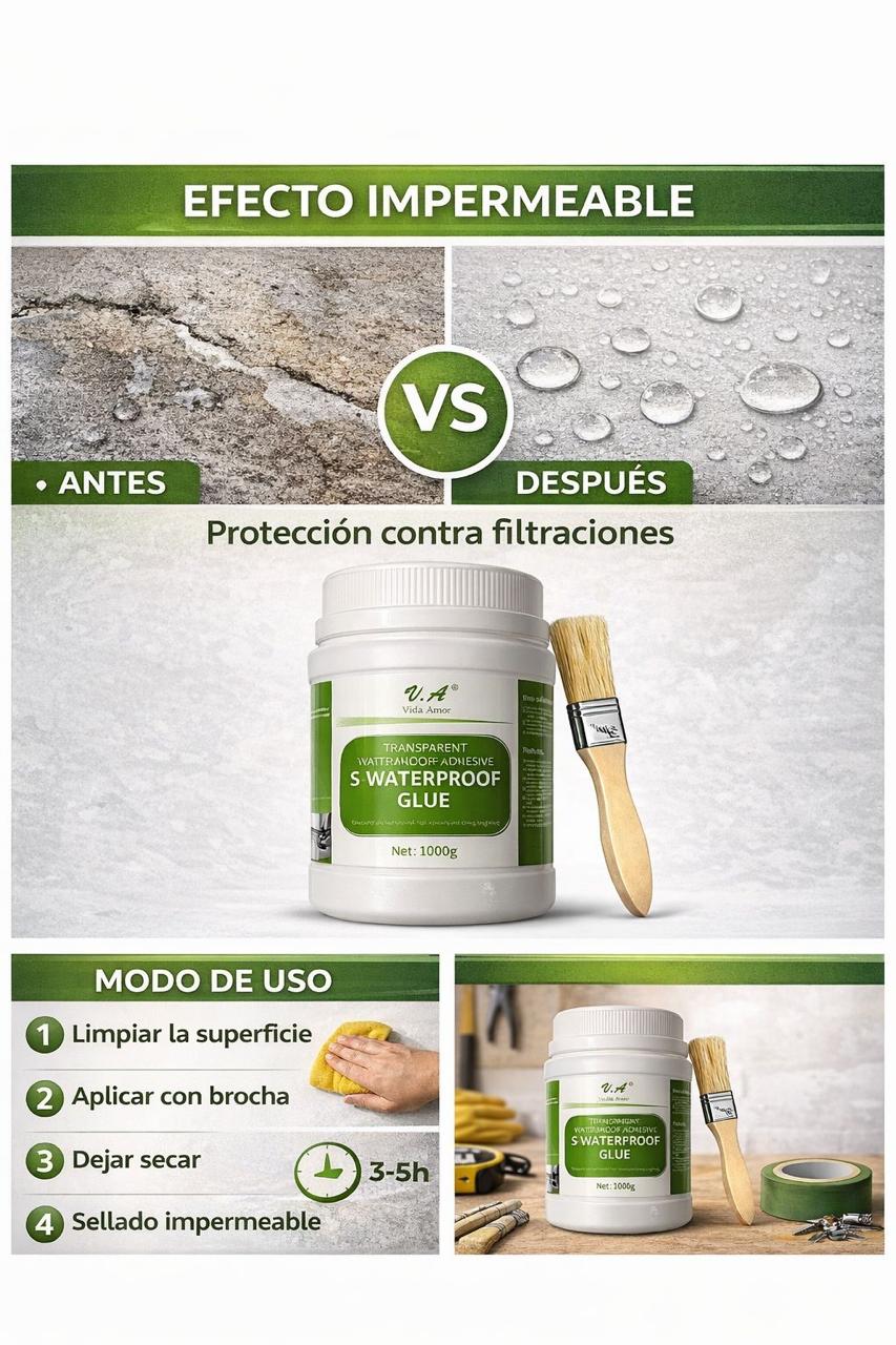 Repara filtraciones y protege tu hogar con el Sellador Impermeable de 1 kilo + Brocha