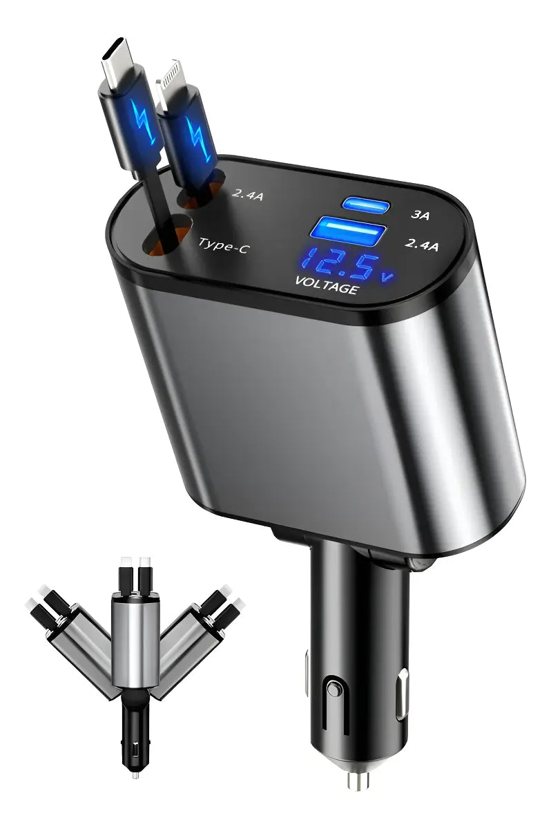 CARGADOR DE AUTO 4 EN 1 - 120W